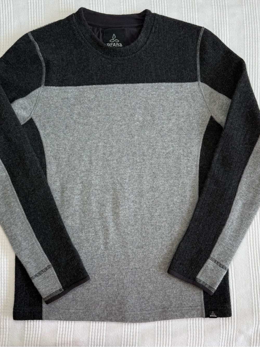 prAna Men's Wentworth Recycled Wool Blend Colorblock Crewneck Sweater S
